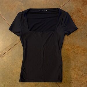 Abercrombie & Fitch Smoothing Seamless Double Lined Black Short Sleeve Top XS